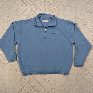 Tommy Bahama Pullover Men's XL Blue Vista Edgy Aruba ¼ Zip Sweater Relax Classic